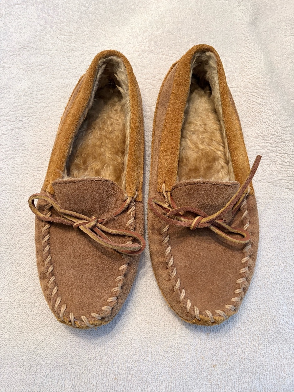 L.L.Bean Kid's Wicked Good Slippers, Moccasin Slippers Brown kids size 4